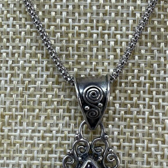 NF Carved Goddess Face Amethyst 14K Gold and 925 Sterling Silver Necklace - Picture 5 of 11